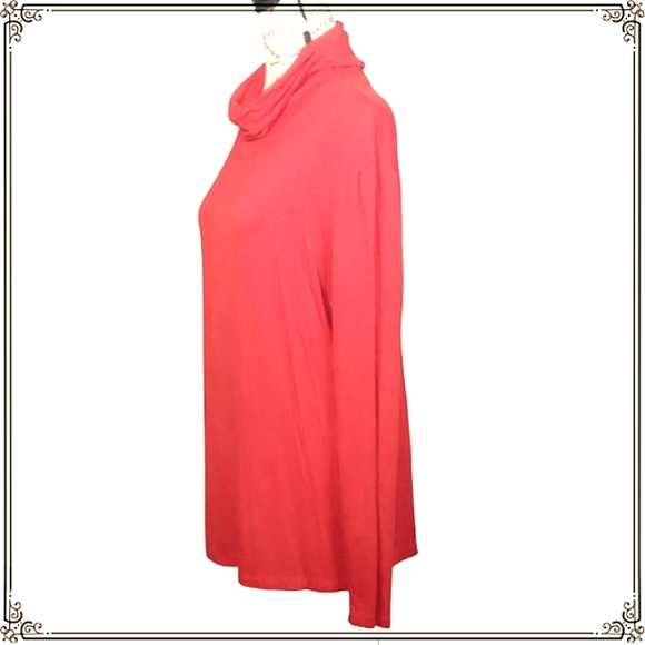 New York & Co Red Oversized Jersey Turtle Neck Top Size XL - Picture 3 of 7